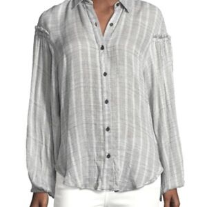Free People Black and White Button-Down Shirt
